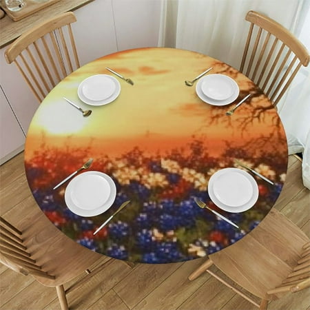 

Autua Flowers Sun Setting Tree Round Tablecloth Stain-Resistant Washable for Indoor Outdoor Restaurants Weddings Parties Full Width Single-Sided Printing 38 -42