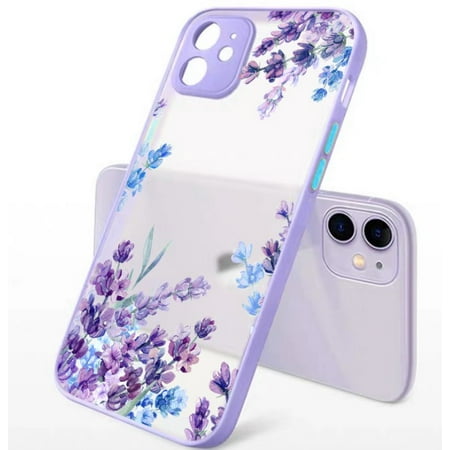 Compatible With Iphone 11 Case Cute Protective Phone Case For Women Girls Soft Slicone Purple Bumper Matte Hard Pc Back With Aesthetic Floral Design Cover For Iphone 11 Purple Lavender Walmart Canada