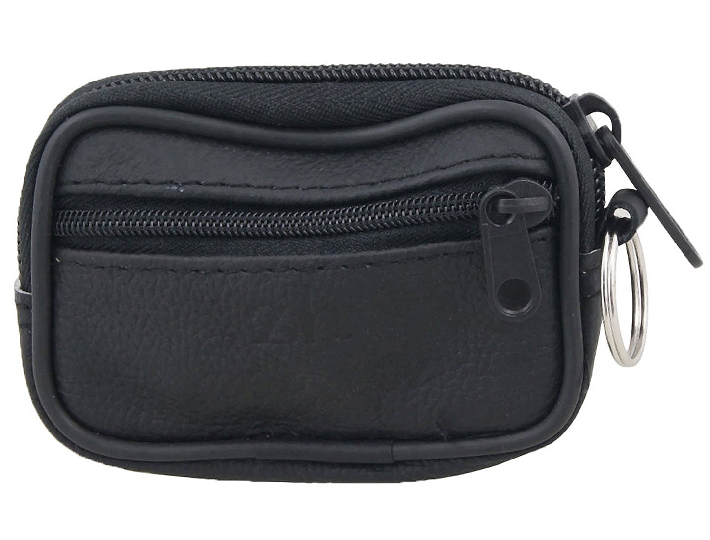 Unisex Small Black Leather Coin Pouch