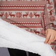 thumbnail image 3 of Oversized Wearable Blanket Hoodie,Red Christmas Reindeer Pattern Sherpa Blanket Hoodie with Super Pockets,Super Warm Fuzzy Pullover for Women & Men, 3 of 6