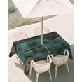 thumbnail image 3 of 60x120 Inch Outdoor Tablecloth with Umbrella Hole Zipper Rectangle Teal Brown Wood Print Rectangular Tablecloths Outside Waterproof Farmhouse Vintage Plank Patio Table Cloth Cover for Picnic Party, 3 of 8