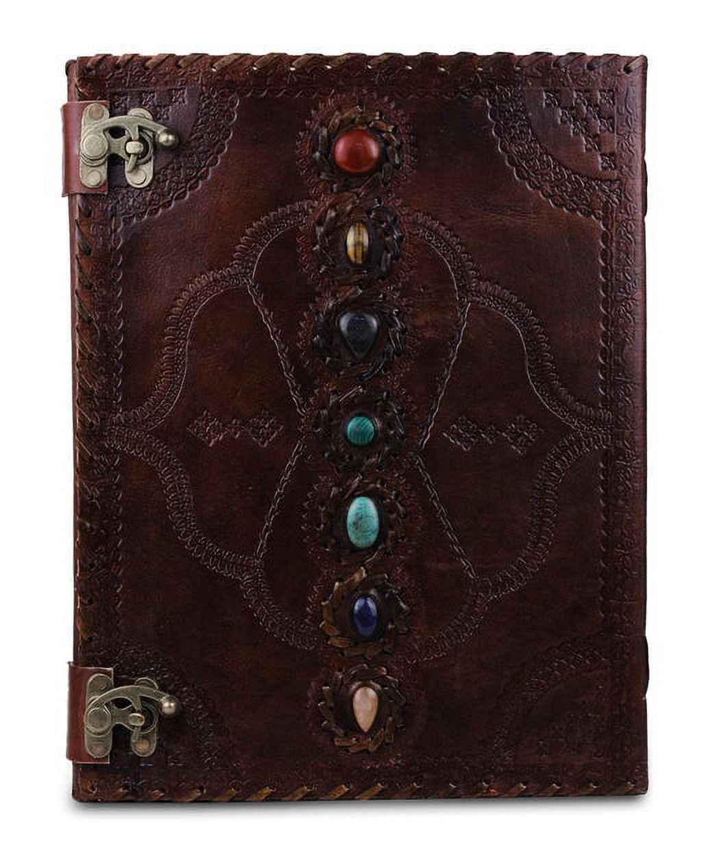 Mahetri Leather Journal Writing Notebook 7 Chakra Stone Diary For Men & Women, Notepad Gift For Artists & Writers