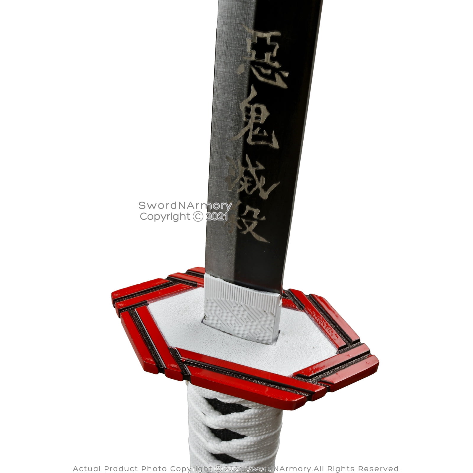 Munetoshi Red Steel Giyu Tomioka Nichirin Katana Sword Demon Killer Anime Fantasy