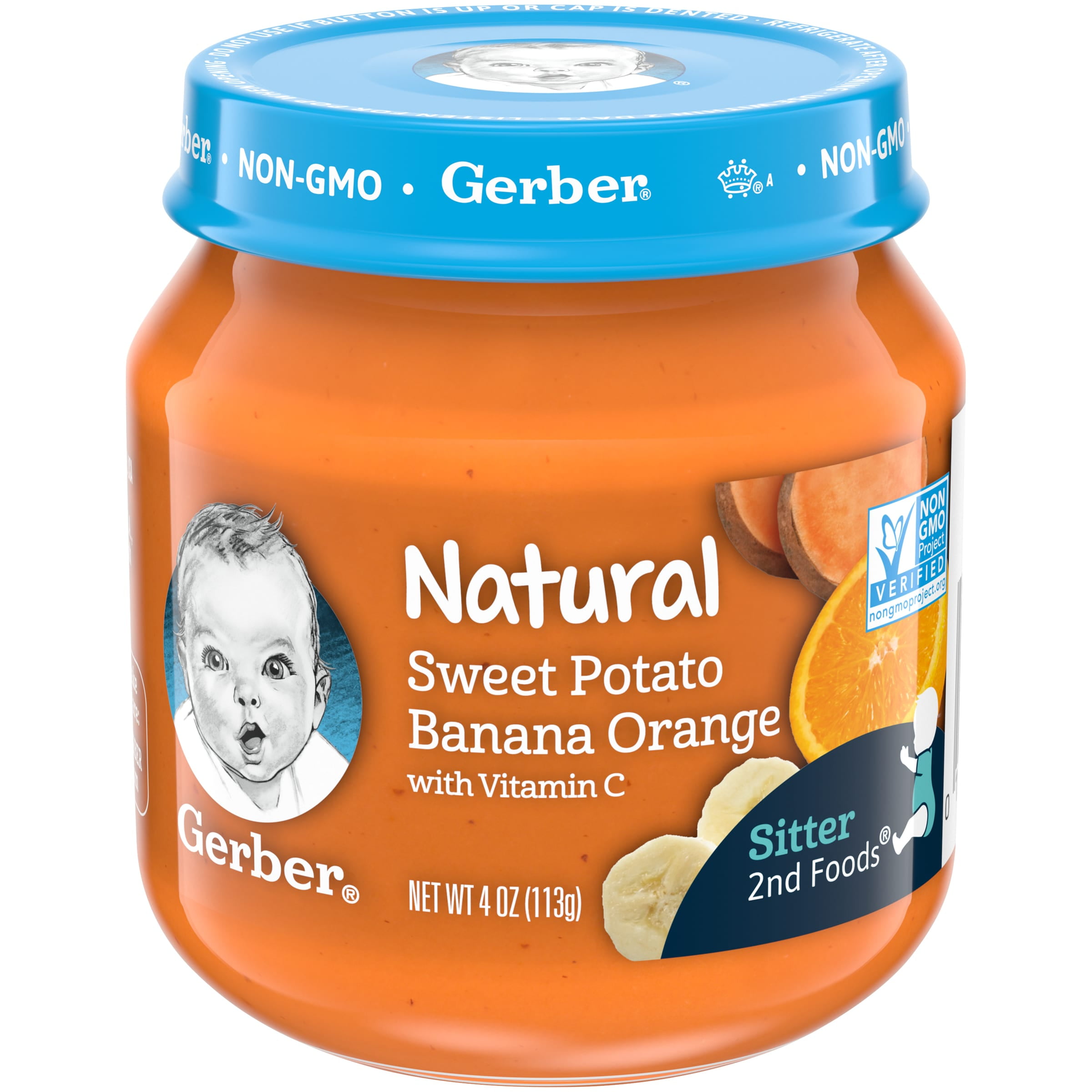 Gerber 2nd Foods Natural for Baby Baby Food, Sweet Potato Banana Orange, 4 oz Jar (10 Pack)