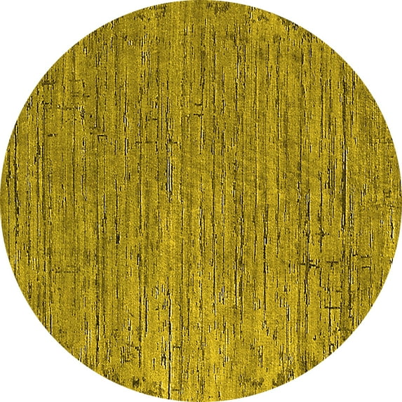 Ahgly Company Machine Washable Indoor Round Solid Yellow Modern Area Rugs, 4' Round