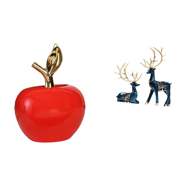 Figuras De Cerámica Y Renos, Escultura Decorativa Para El Hogar, Sala De Estudio, Sala De Estar, Oficina, Obras De Arte Navideñas, Ciervos De Frutas.