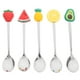 thumbnail image 1 of Juego de 5 cucharas de acero inoxidable para fruta, postre y pastel con adorno de fruta., 1 of 7