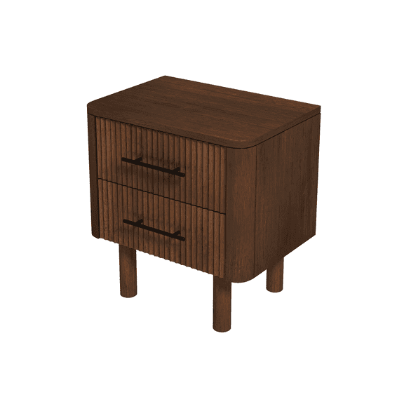 Newboti Furniture Logan Mid Century Modern Walnut Nightstand Bed Side Tables With 2 Drawers 28319