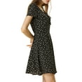 thumbnail image 4 of DARING DIVA Square Neck Short Sleeve Print A-Line Dress XS Black-Floral, 4 of 7