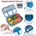 thumbnail image 3 of 2 Set Grande Caja Bento Box 1300 ml + 2 Pcs Cepillo para Lavar los Platos, Lonchera para Niños y Adultos, Caja de Almuerzo con Cuchara, Fiambreras con 4 Compartimentos, Contenedores de Almuerzoa, 3 of 4