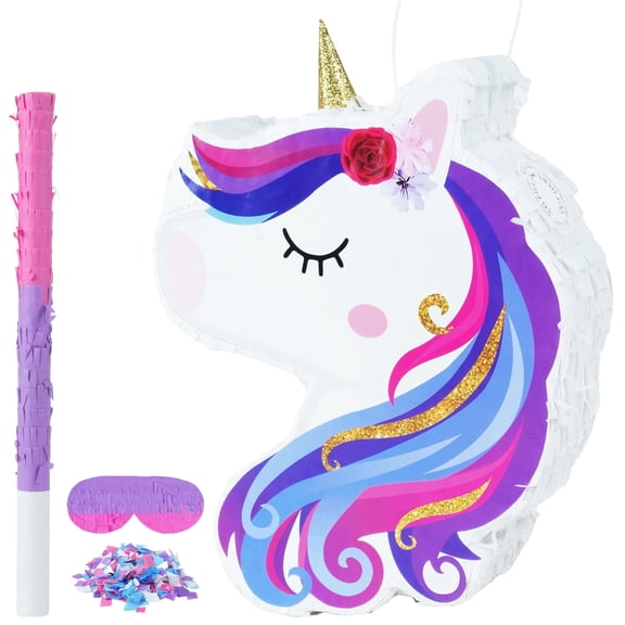 JUGAAD LIFE Unicorn Pinata - Unicorn Party Supplies Pinata Bundle with Blindfold and Bat for Girls Boys Kids Unicorn Theme Birthday Party Game Decorations