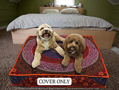 Indian Mandala Floor Pillow Round Cushion Cover Bohemian Dog Bed Poufe Sham Case 