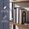 thumbnail image 3 of REGALWOVEN Decorative Metal Bookends, Compact Hollow Book Ends for Shelves, Non-Skid Book Decor, 2Pcs or 6Pcs Black 5.5"L x 3.7"W x 2.2"H,6Pcs, 3 of 5