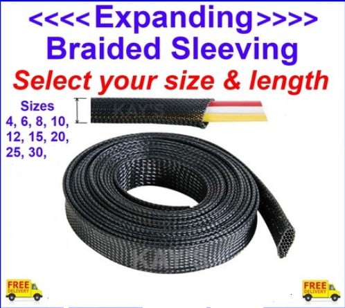 25 FT 1 1/4" Black Expandable Wire Cable Sleeving Sheathing Braided Loom Tubing 