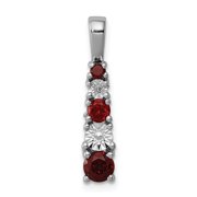 JEWELRYWEB 925 Sterling Silver Polished Prong set Open back Garnet and Diamond Pendant Necklace Measures 21x4mm Wide Jewelry for Wo