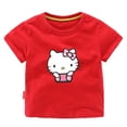thumbnail image 3 of Hello Kitty-Camiseta de algodón con cuello redondo para niña, ropa deportiva informal de manga corta con estampado de dibujos animados para bebé, Top, 3 of 4