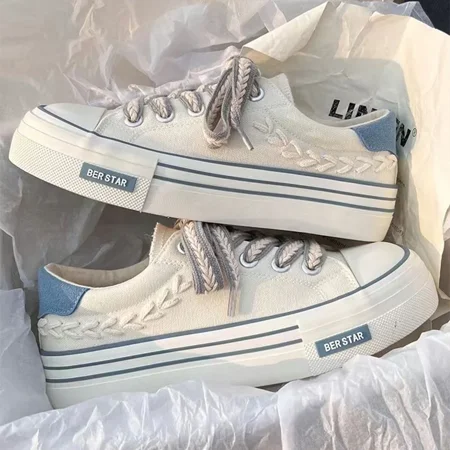 

Women Outdoor Trainers Platform Canvas Shoes Height Increasing Chunky Sneakers Young Girls Outdoor Training Women Casual Shoes B 38