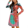 thumbnail image 1 of Robe Évasée Tropicale Motif Palmier / Abstrait Memphis Col Carré Robe Élégante Mode Féminine Imprimée Mi-Longue, 1 of 5