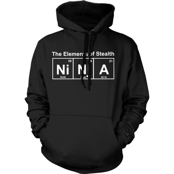 Ninja Element Sweater Funny Science Warrior Novelty Mens Graphic Nerdy Hoodie (Heather Black) - 3XL