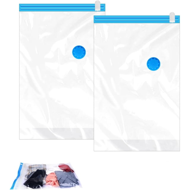 PinesC 2 Pcs Vacuum Storage Bags for Clothes, Vacuum Storage Bags, Travel Essentials Vacuum Bags for Clothes Travel, 50x70cm vacuum bags for Travel Clothes Pillows Blankets Storage