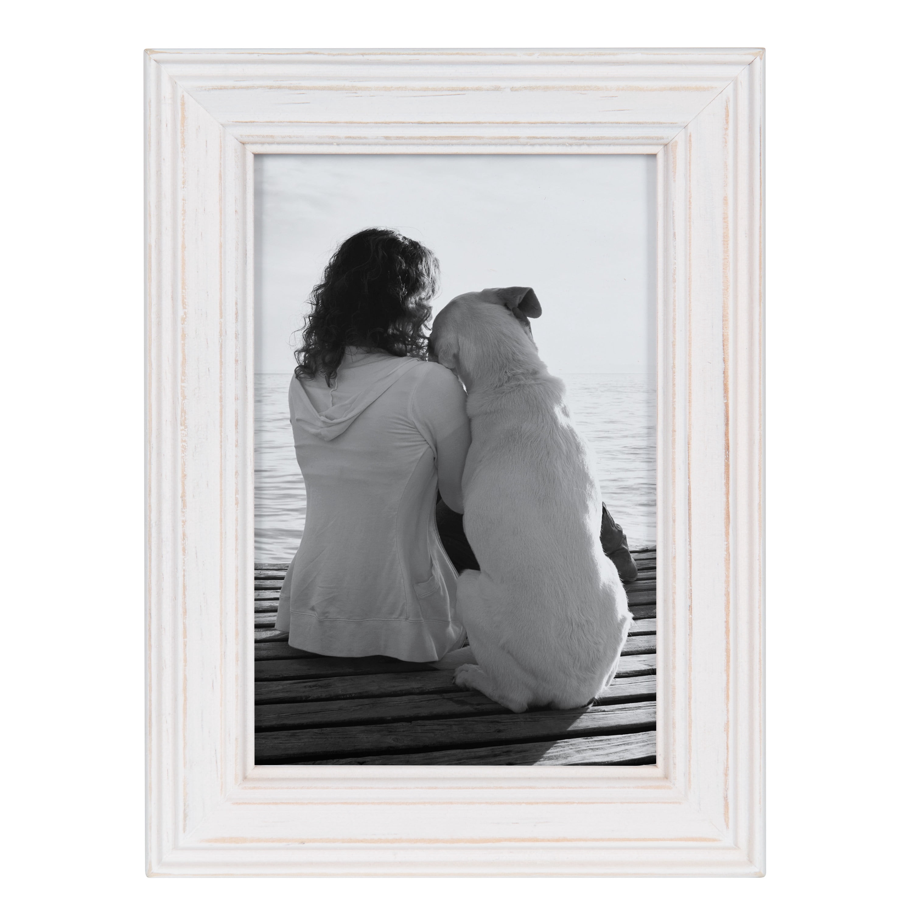 Kate and Laurel Bordeaux Modern Gallery Wall Kit, Set of 10 with Assorted Size Frames with White-Wash Finish