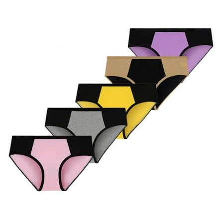 

Underwear for Women Stretch Mid Rise Panties Full Coverage Briefs Elastic Soft Breather Comfortable Cotton Patchwork Plus Size Briefs M-5XL(5-Packs)