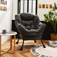 thumbnail image 3 of Costway Modern Polyester Fabric Lazy Chair Single Sofa Chair w/ Side Pocket Grey, 3 of 11
