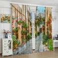 thumbnail image 5 of Italian Kitchen Blackout Curtains,European Garden Greece Scene Tuscany Vintage Street Floral Plant Mediterranean Brown Green Landscape Window Treatments Drapes for Living Room Bedroom 84x84in, 5 of 6