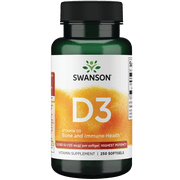 Swanson Highest Potency Vitamin D3 Softgels, Helps Support Overall Health & Bone Strength, 250 mg, 250 Sgels