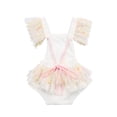 thumbnail image 2 of Douhoow Infant Girl White Lace Ruffle Bodysuit Baby Summer Cotton Sleeveless Jumpsuit, 2 of 9