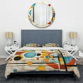 thumbnail image 3 of Designart "Graphic Geometrics Orange and Blue Mid Century" Mid-Century Bedding Covert Set - Abstract Midcentury Orange Abstract Bed Set With 2 Shams, 3 of 6