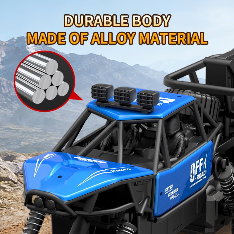 Alloy Rock-Climbing 6-Wheel RC Car - 1:12 Scale 2.4GHz 4WD Off-Road Truck with Dual Magnetic Motors, Independent Suspension   Non-Slip Tires(Blue)