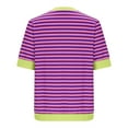 thumbnail image 4 of Lovskoo 2024 Striped Shirt Women Color Block Short Sleeve Crew Neck T-Shirts Casual Loose Pullover Tops Summer Tee Shirt Purple L, 4 of 5