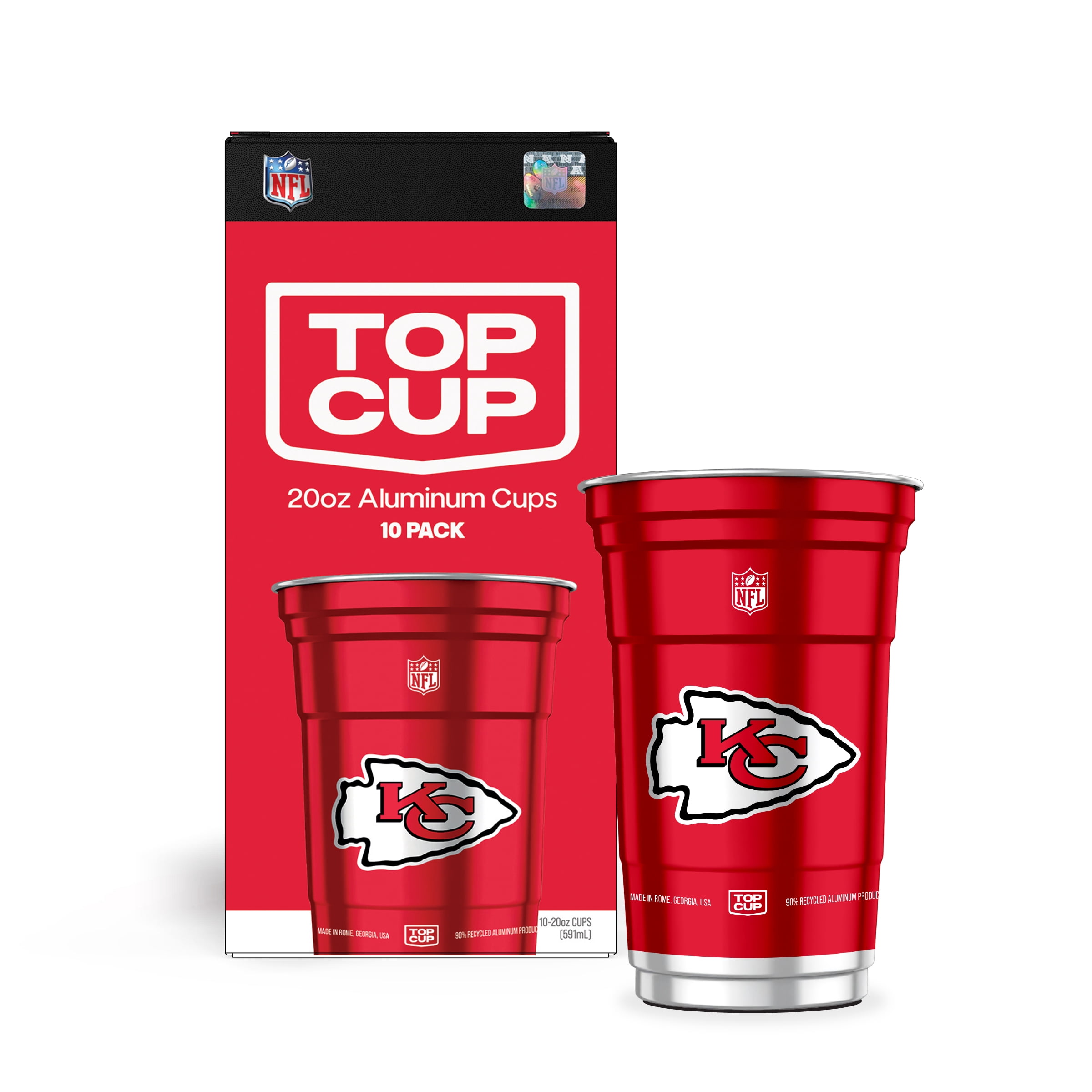 Top Cup NFL Kansas City Chiefs Aluminum Party Cups, 20oz, 10 count