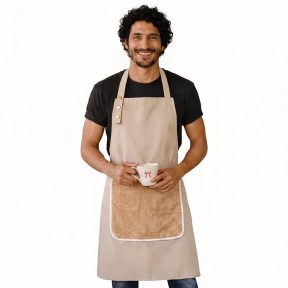 Apron with Towel, 2 Detachable Microfiber Hand Towel & XL Pocket, Water-Resistant Apron for Women Men - Ideal for Art, Teaching, Kitchen, Cooking, Cleaning, Gardening, Home