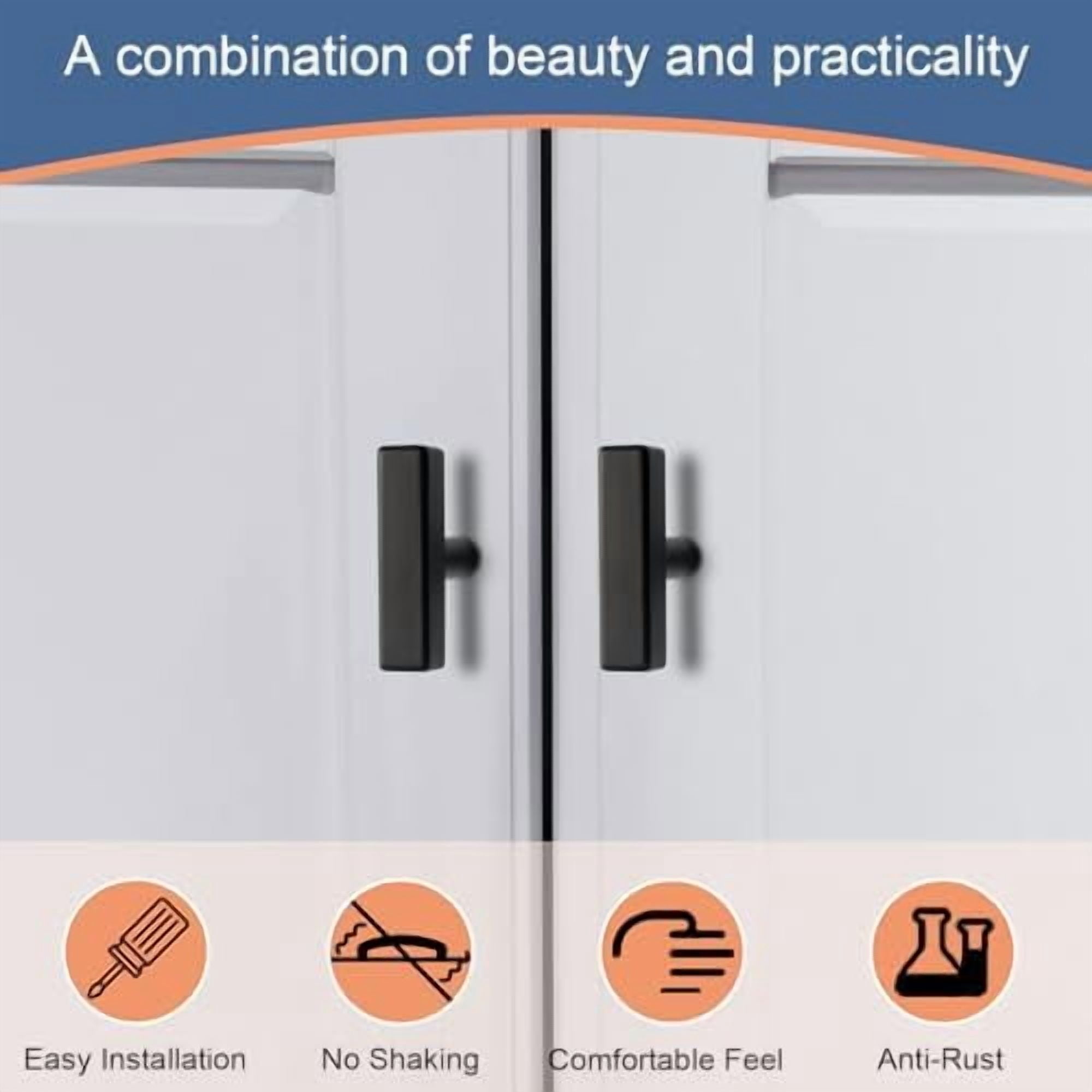 30 Pack Square Cabinet Knobs Matte Black Drawer Knobs 2" Length, Single Hole Kitchen Knobs for Cabinet Pulls, Stainless Steel Cabinet Handles for Bedroom Bathroom Office