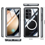 ShellTech Magnetic Case for Samsung Galaxy S24 Ultra,Compatible with Mag-Safe Double-Sided 360 Degree Full Body Built-in Screen Protection Case Shockproof Rubber Cover,Black
