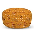 thumbnail image 1 of Orange Pouf Cover with Zipper, Botanical Blooms Buds in Fall Petals on White Polka Dots Background, Soft Decorative Fabric Unstuffed Case, 30" W X 17.3" L, Marigold and Pale Vermilion, by Ambesonne, 1 of 5