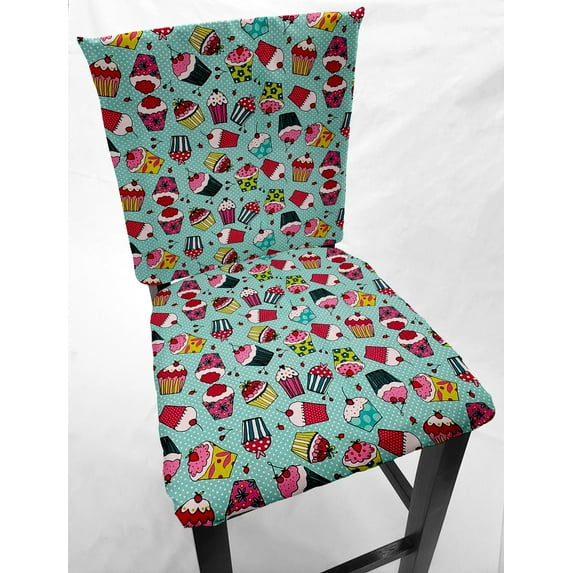Teal Cupcake Dining Room Chair Back Covers or Seat Covers by Penny's Needful Things (Both Chair Back & Seat Cover) (20 W x 18 H CHAIR BACK)
