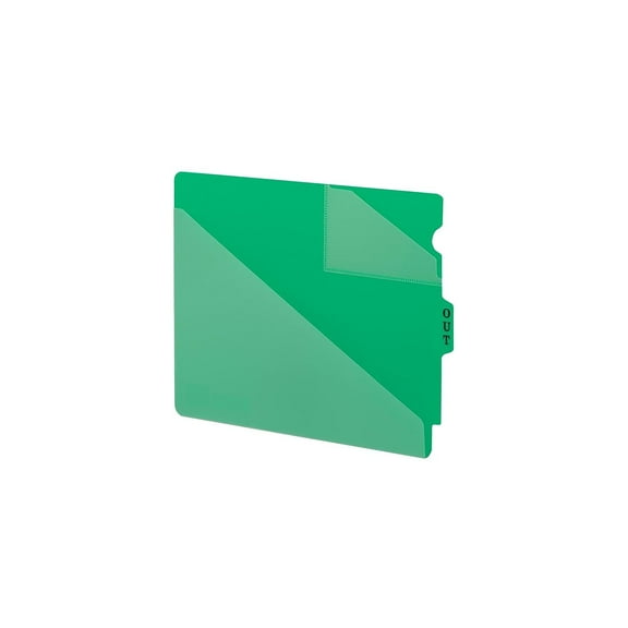 Smead Out Guides w/Diagonal-Cut Pockets, Poly, Letter, Green, 50/Box -SMD61962