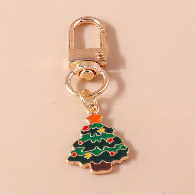 LLavero de árbol de Navidad esmaltado de dibujos animados, colgante de ciervo y alce para llavero de coche, decoración de bolso, dijes DIY, regalos X'mas