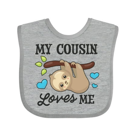 

Inktastic My Cousin Loves Me with Sloth and Hearts Gift Baby Boy or Baby Girl Bib