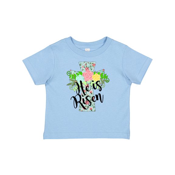 Inktastic He is Risen Floral Print Cross with Beautiful Flowers Boys or Girls Baby T-Shirt