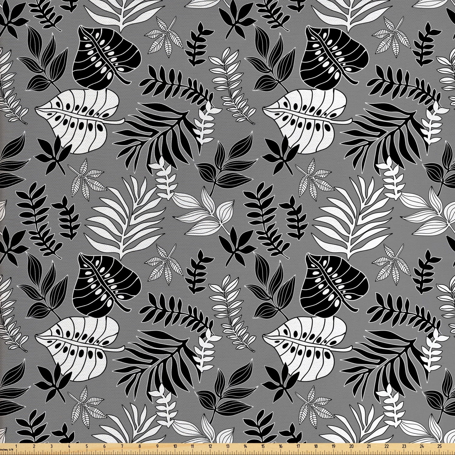 Botanical Fabric by The Yard, View of Various Leaves and Other