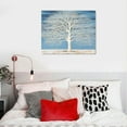 thumbnail image 4 of COMIO  Modern Tree Canvas Wall Art Teal Blue and White Pictures Large Abstract Decor Framed Landscape Painting Artwork with Texture and Gold, 4 of 4