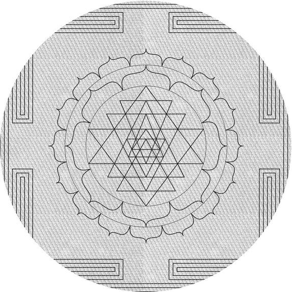 Ahgly Company Indoor Round Patterned Off-White Novelty Area Rugs, 10' Round