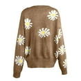 thumbnail image 3 of Kcodviy Women Coat Cardigans Daisy Winter Cardigan Plus Size Women Printing Long Sleeve O-Neck Womens Button Down Cardigan Sweaters Cropped Sweater Top, 3 of 4