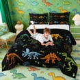 thumbnail image 3 of Erosebridal Colorful Dinosaur Queen Comforter Set for Kids, Black Bedding Comforter Set, 3 of 6