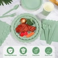 thumbnail image 3 of 350 Pcs Sage Green Paper Plates and Napkins, Sage Green Party Supplies Include Green Scalloped Plate Paper Napkin Cup Plastic Cutlery for Baby Shower, Wedding, Birthday, 3 of 7