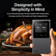Typhur Sync Dual Pro Smart Wireless Meat Thermometer 3000 FT Sub-1G Enhanced Signal, WiFi Unlimited Range, 6 Sensor Probe